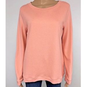 Talbots Salmon Pink Quilted Long Sleeve Shirt